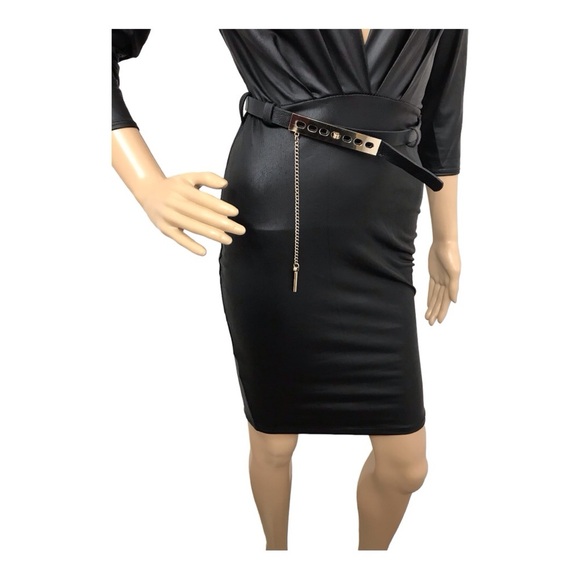 💥codigo Women's Black Stretching Bodycone Belted Dress, Medium💥 - Picture 4 of 6